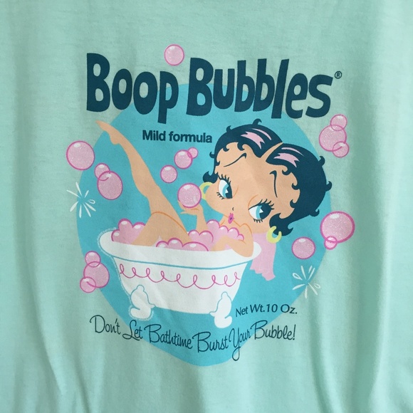 !SOLD! BETTY BOOP Vintage Y2K Light Blue Teal Bubble Bath Graphic Tee - Picture 2 of 5